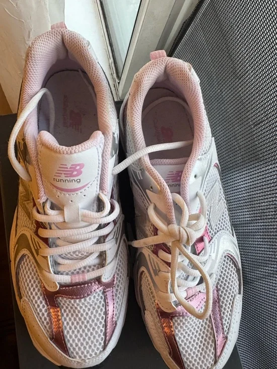 New Balance Women's Athletic Sneakers in Pink and White - Picture 5 of 5